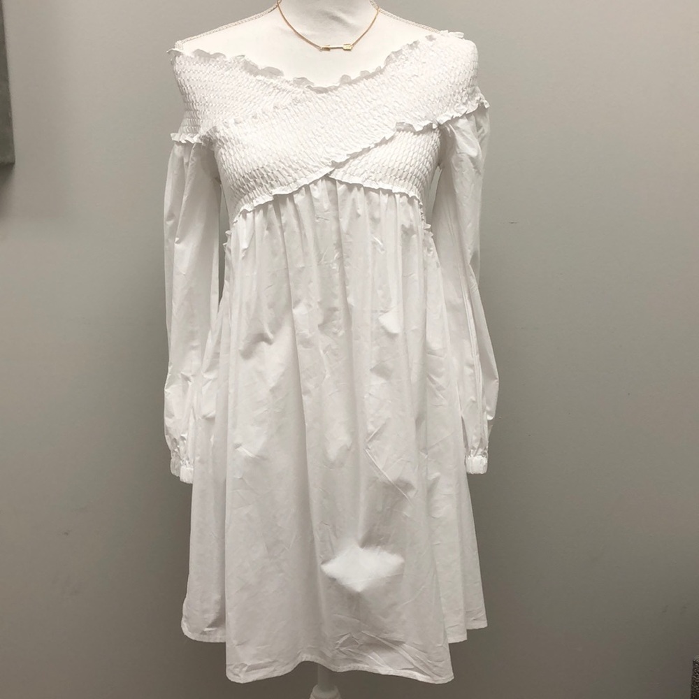 SugarLips off shoulder white midi dress